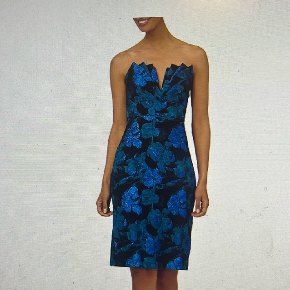 NWT Aidan Mattox strapless floral jacquard dress